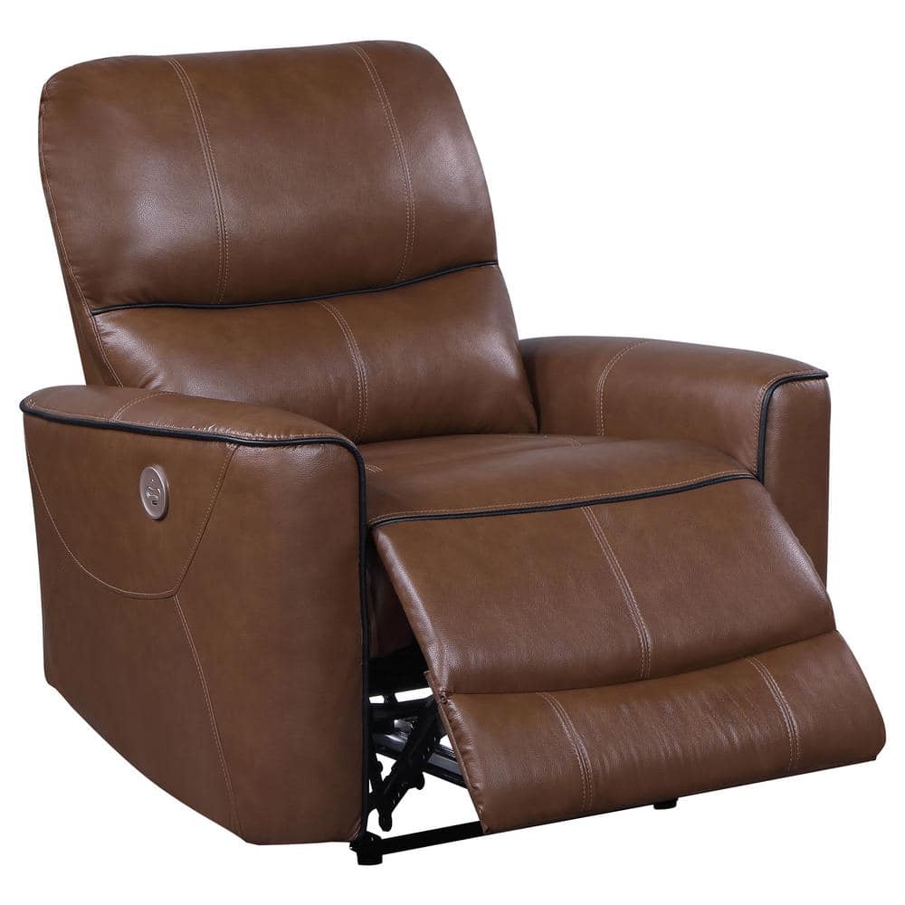 Dark Brown Faux Leather Power Recliner Chair