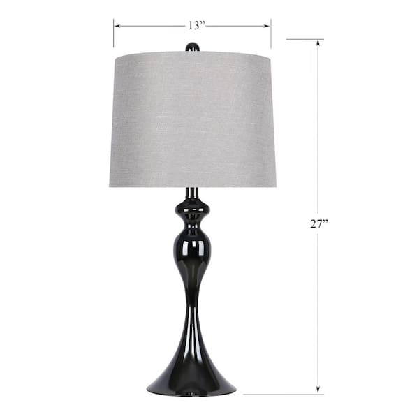Curvy Metal Table Lamp, Black Metal Table Lamp With White Shade