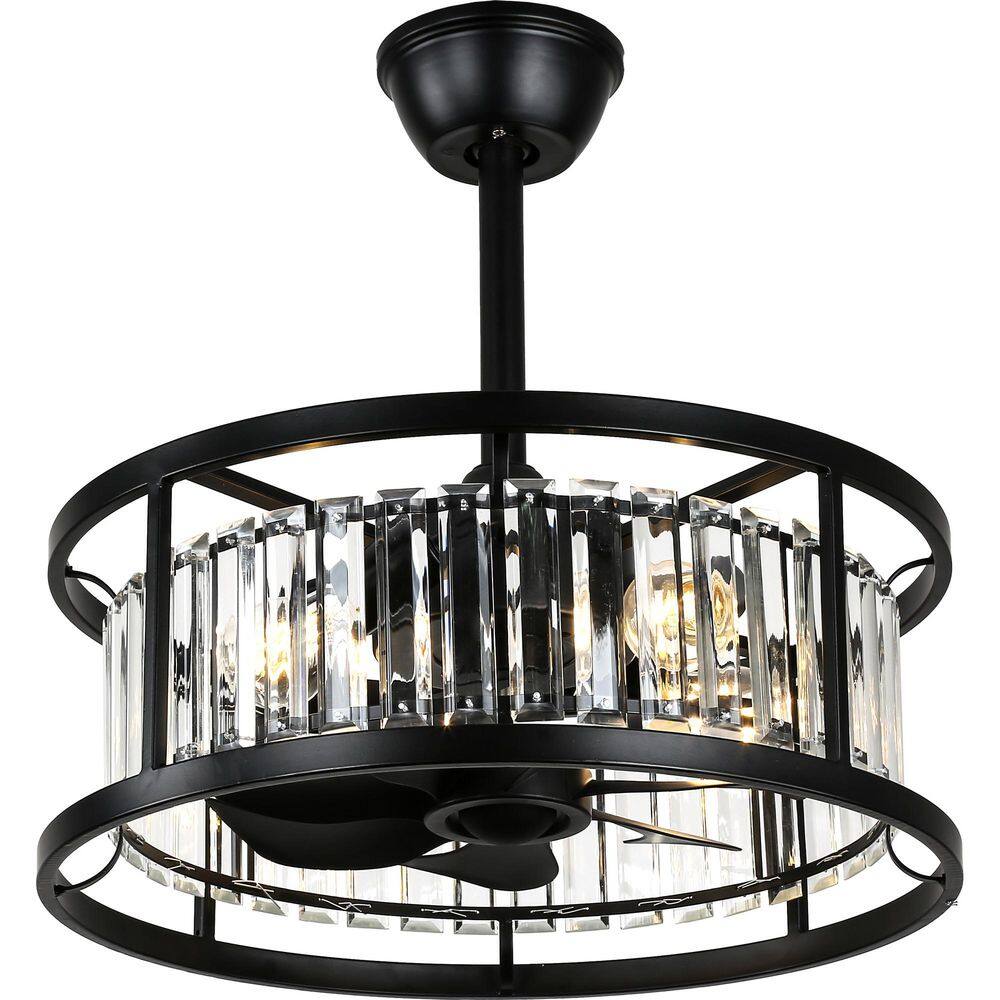 20 in. Indoor Black Downrod Standard Tiffany Caged Ceiling Fan with Light and Remote, Quiet DC Motor Modern Fandelier price history on PriceWatchPro