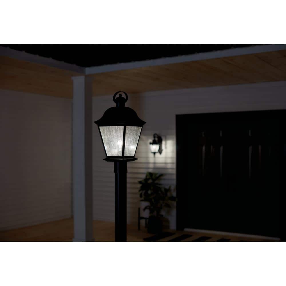 Mount Vernon Black Outdoor Post Light with Clear Seeded Glass
