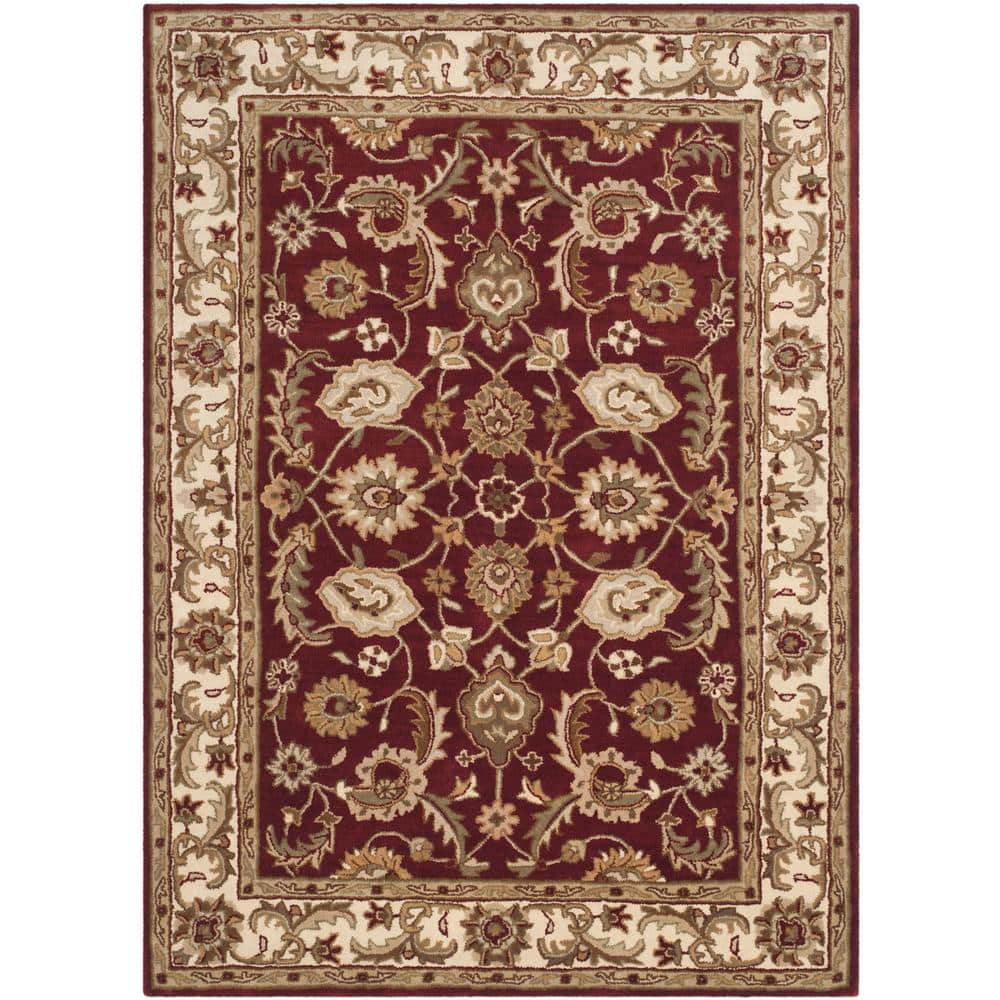 SAFAVIEH Royalty Red/Ivory 5 ft. x 7 ft. Border Area Rug ROY244B-57 ...