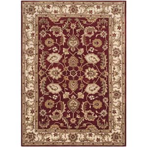 Royalty Red/Ivory 5 ft. x 7 ft. Border Area Rug