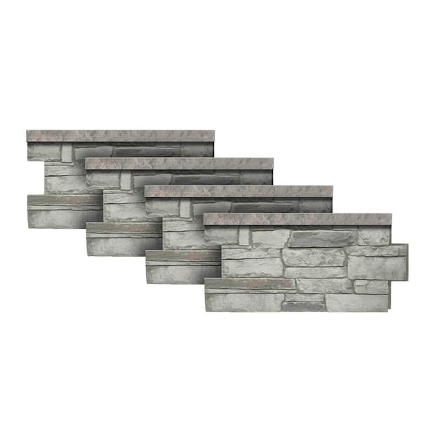 Urestone Ledgestone Wainscot #60 Cascade Canyon 48 in. x 24 in. Stone Veneer Panel (4-Pack)