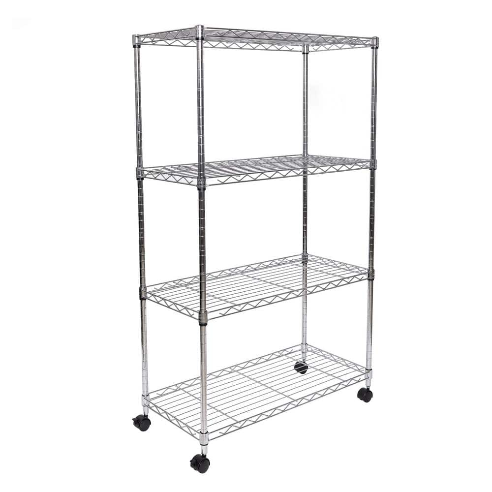 Btmway 3 Tier Wire Shelving Kitchen Storage Rack with Wheel, Metal Small Storage Shelf Organizer Wire Shelving Unit 660lbs Capacity, Adjustable