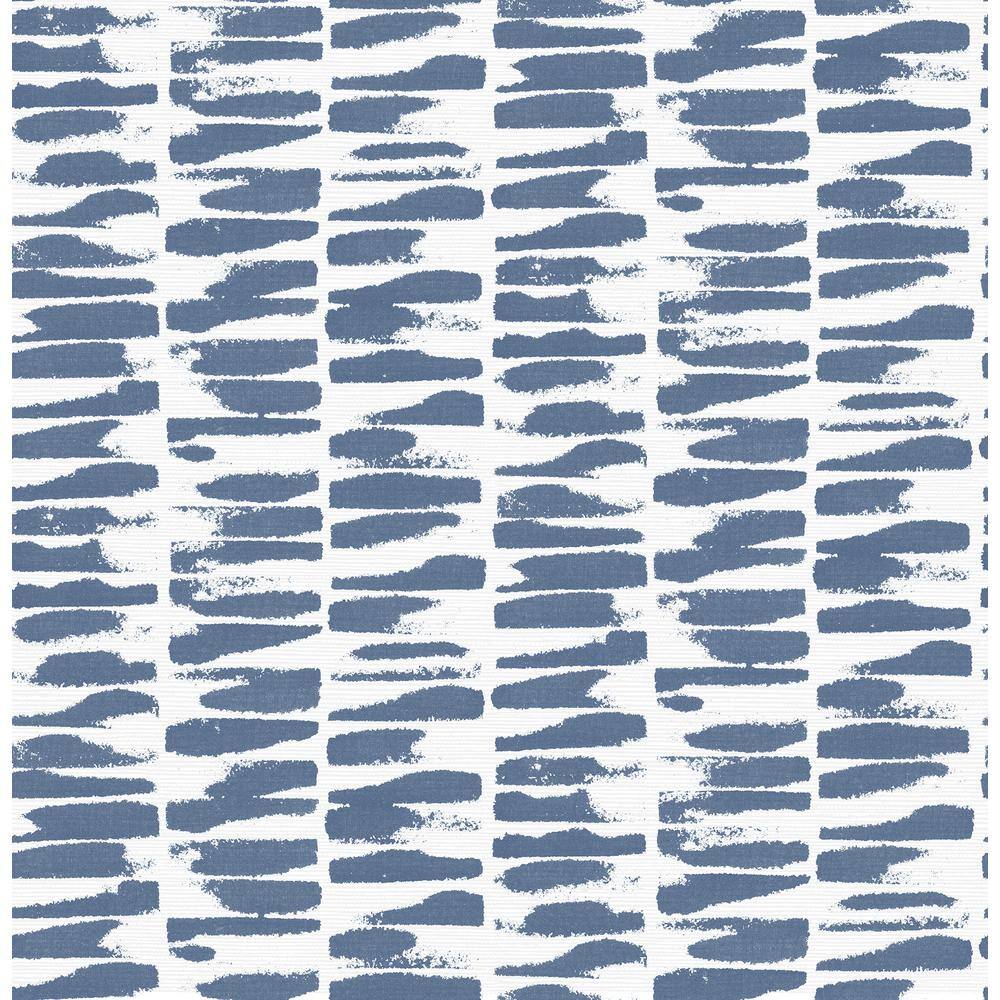 Myrtle Blue Indigo Abstract Stripe Textured Non Woven Wallpaper Sample