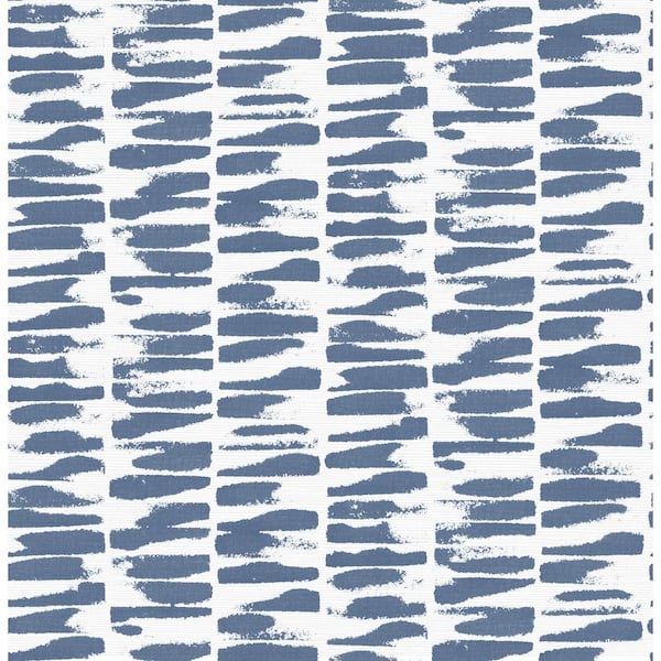 A-Street Prints Myrtle Blue Indigo Abstract Stripe Textured Non Woven Wallpaper Sample