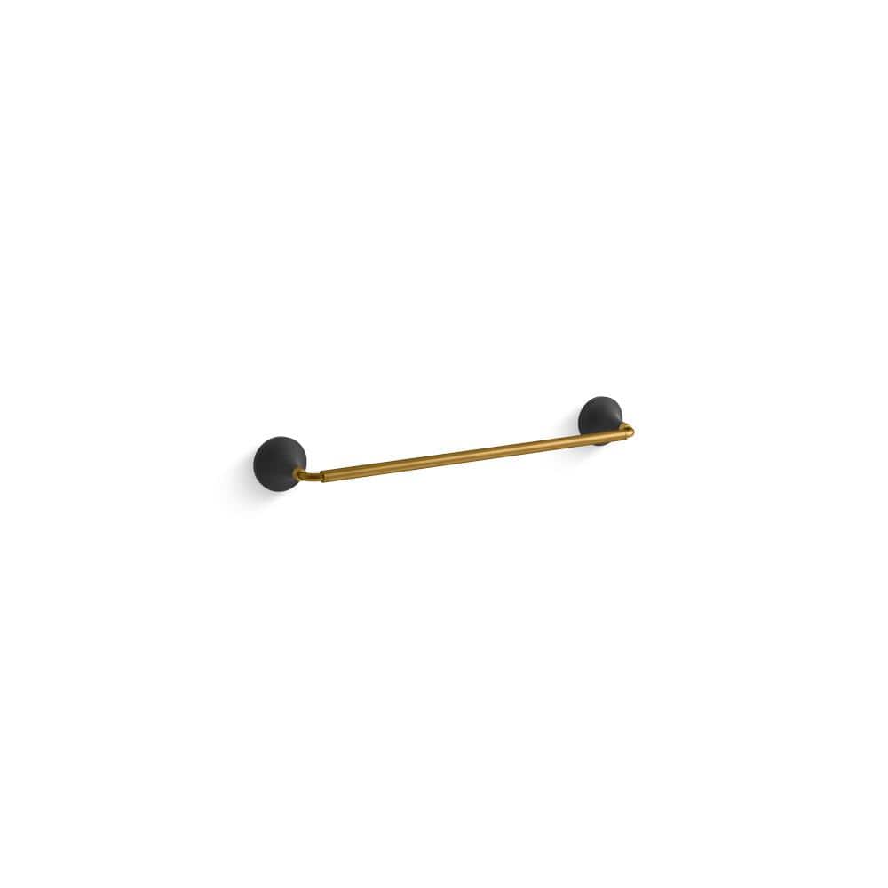 KOHLER Tone 18 in. Single Towel Bar in Matte Black with Moderne Brass