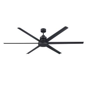 Mondo 72 in. Indoor/Outdoor Dual Mount 6-Speed Flat Black Finish Ceiling Fan with Remote/Wall Controls Included