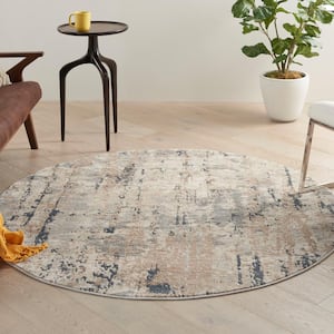 Concerto Beige/Grey 5 ft. x 5 ft. Abstract Contemporary Round Area Rug