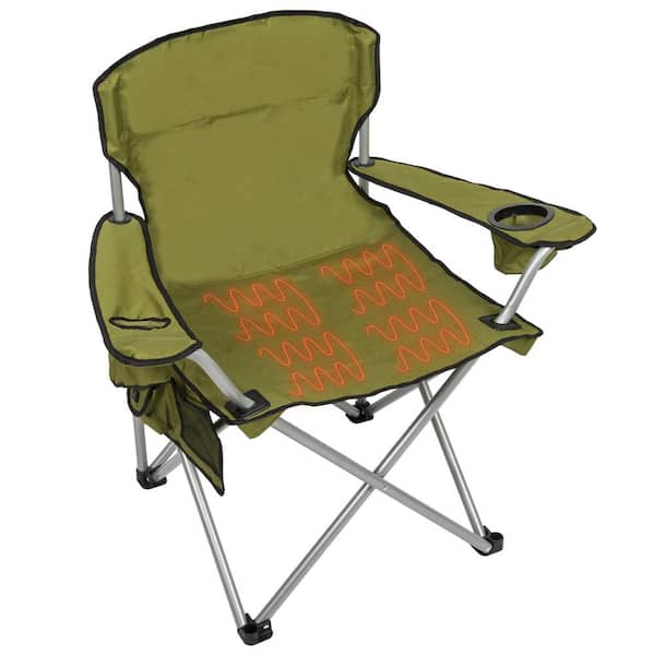 CAMP & GO Moss Polyester Heavy Duty Folding Quad Chair