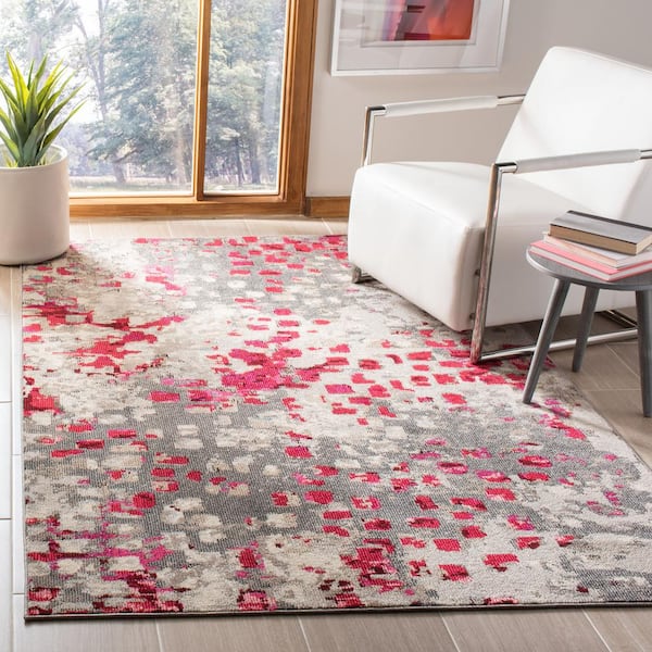 Madison Gray/Red 9 ft. x 12 ft. Geometric Area Rug