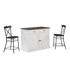 Clifton White Kitchen Island with Camille Stools