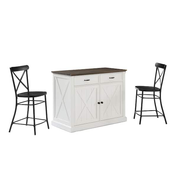 CROSLEY FURNITURE Clifton White Kitchen Island with Camille Stools