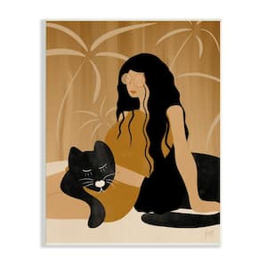 Woman In Jungle Resting with Black Panther By Birch&Ink Unframed Print Abstract Wall Art 10 in. x 15 in.
