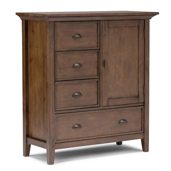 Simpli Home Redmond Solid Wood 39 in. Wide Transitional Medium Storage Cabinet in Rustic Natural Aged Brown