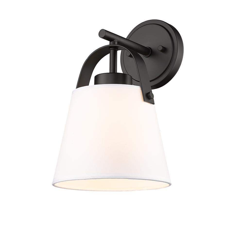 Z-Studio Linen Pendant 8 in. 1 Light Matte Black Wall Sconce Light with Ivo
