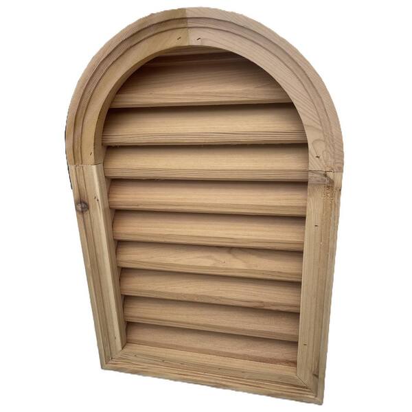 16 in. x 24 in. Round Top Wood Built-in Screen Gable Louver Vent