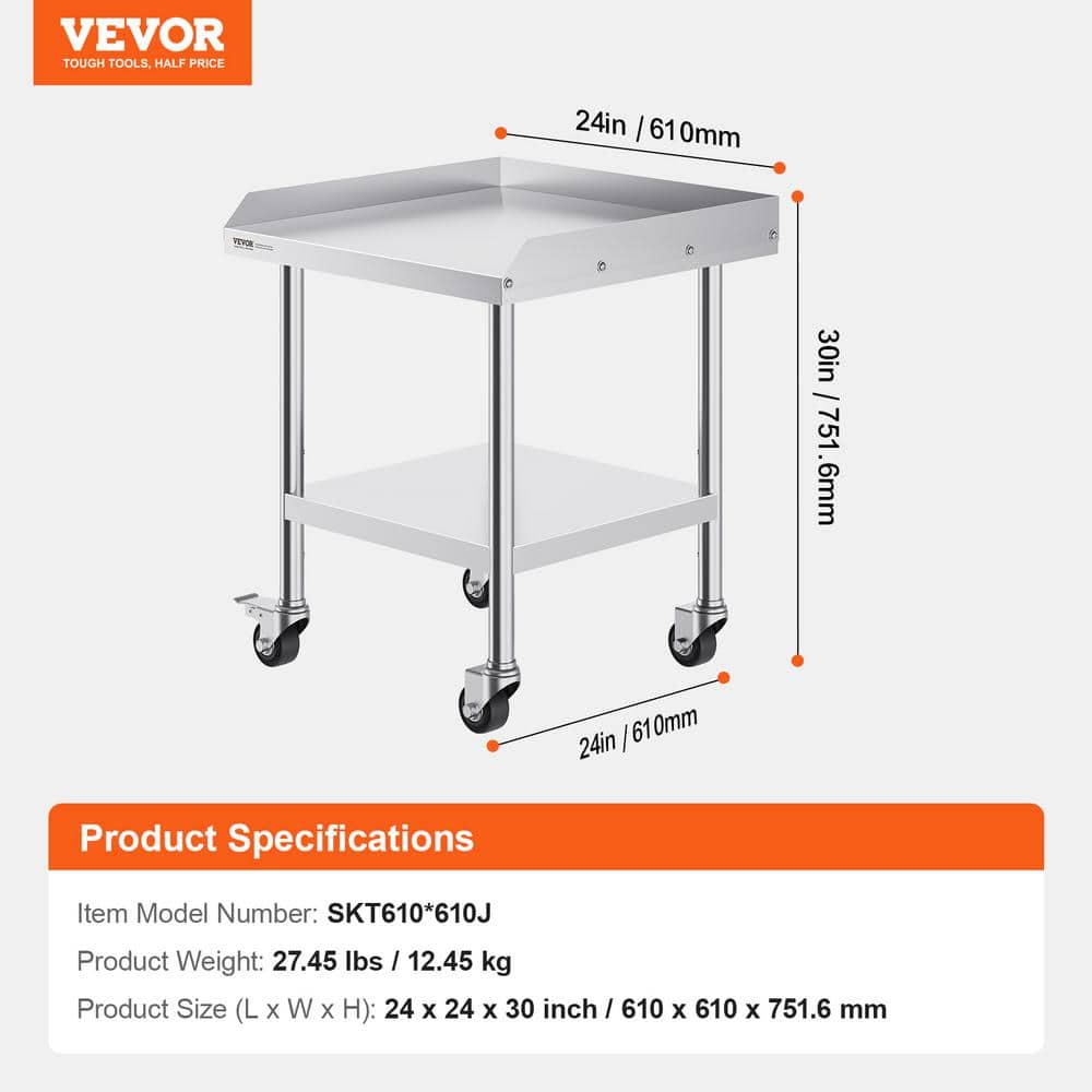 17 Stories 17 Stories Stainless Steel 24'' L x 24'' W x 30'' H Work Table