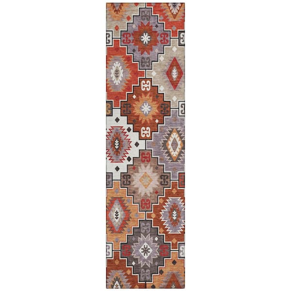 Addison Rugs Chantille Machine Washable Indoor/Outdoor Abstract ACN2123 Paprika 2 ft. 3 in. x 7 ft. 6 in. Runner Rug