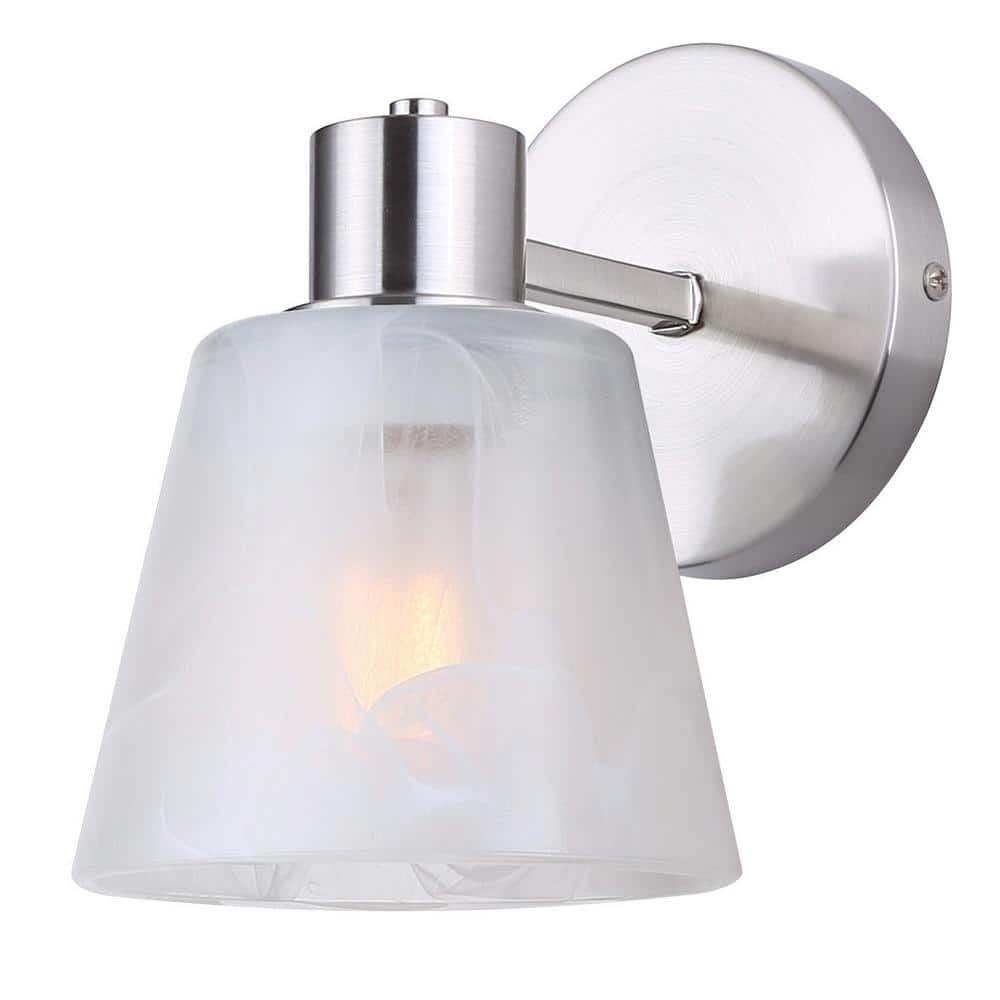 Lucille 5 in. 1-Light Nickel Bathroom Vanity Light with Alabaster Glass Shade, No Bulbs Included price history on PriceWatchPro