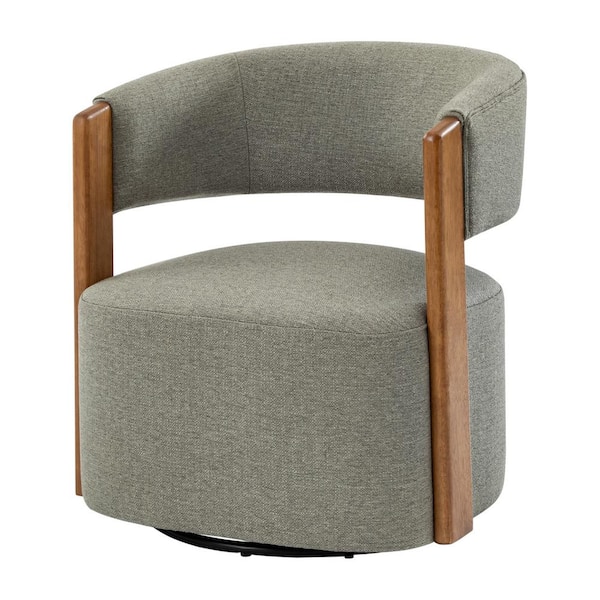 JAYDEN CREATION Ken Grey 29.5 in. W Upholstered Swivel Barrel Chair with No Assemble