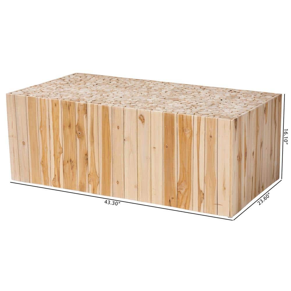 Grayson Natural Teak Wood Coffee Table with Repurposed Logs