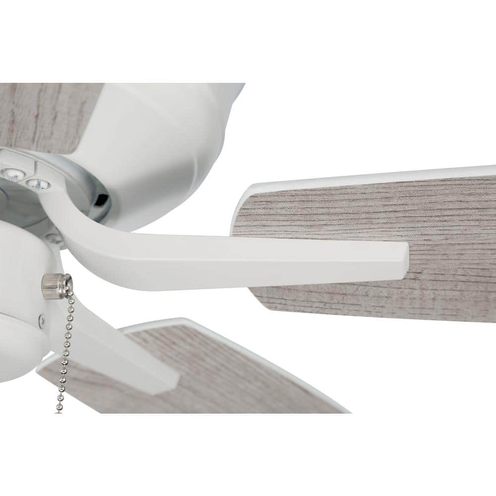 White 52" Low Profile Ceiling Fan with Reversible Blades
