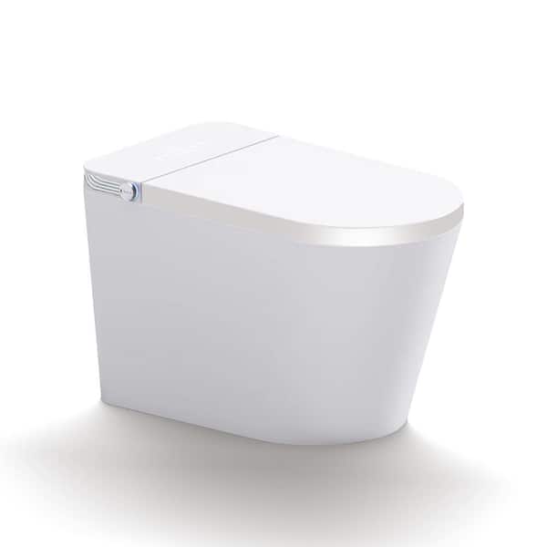 Bnuina 1/1.28 GPF Elongated Smart Toilets Bidet Seat in White with Automatic Flushing, Heated Seat, Auto Open and Close