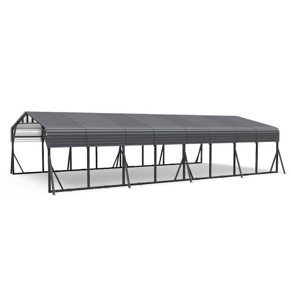 20 ft. W x 40 ft. D Heavy-Duty Galvanized Steel Carport with Reinforced Frame, All-Weather Car Shelter in Dark Gray