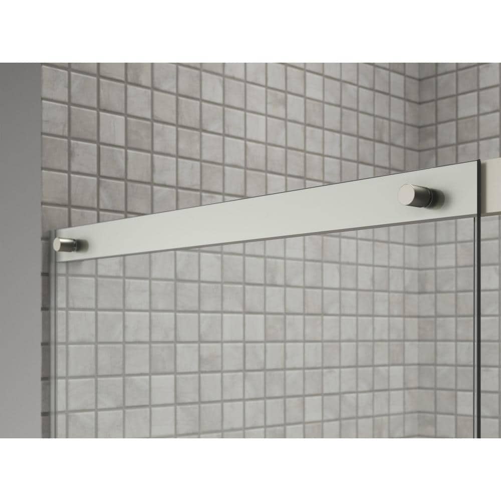 Elate Frameless Sliding Bath Door with Nickel Finish and Clear Glass