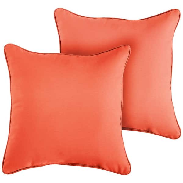SORRA HOME Sunbrella Canvas Melon Outdoor Corded Throw Pillows (2-Pack)
