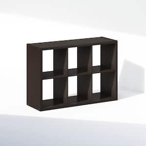 Cubic 43.78 in. Tall Dark Oak Wood 6-Cube Bookcase