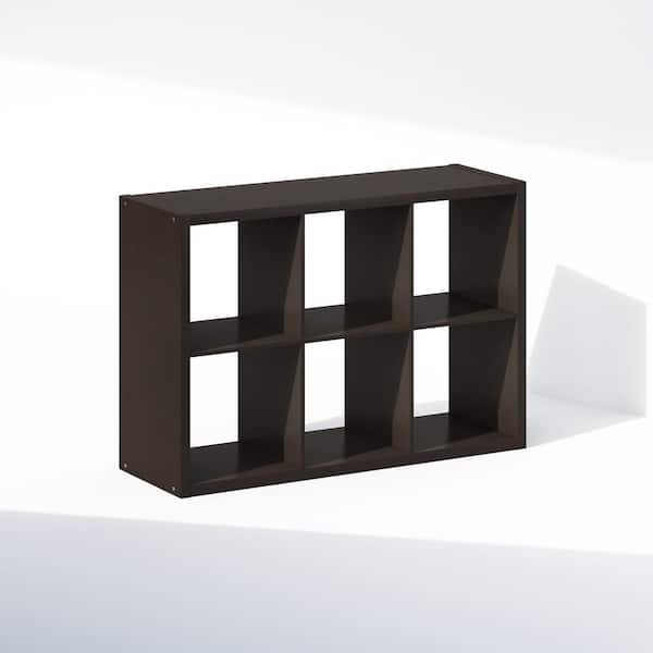 Furinno Cubic 43.78 in. Tall Dark Oak Wood 6-Cube Bookcase