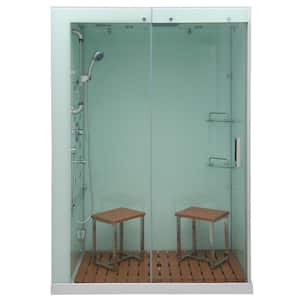 Venus Plus 59 in. x 40 in. X 86 in. Steam Shower Kit in White with Sliding Door, Left Side Controls and Left Drain