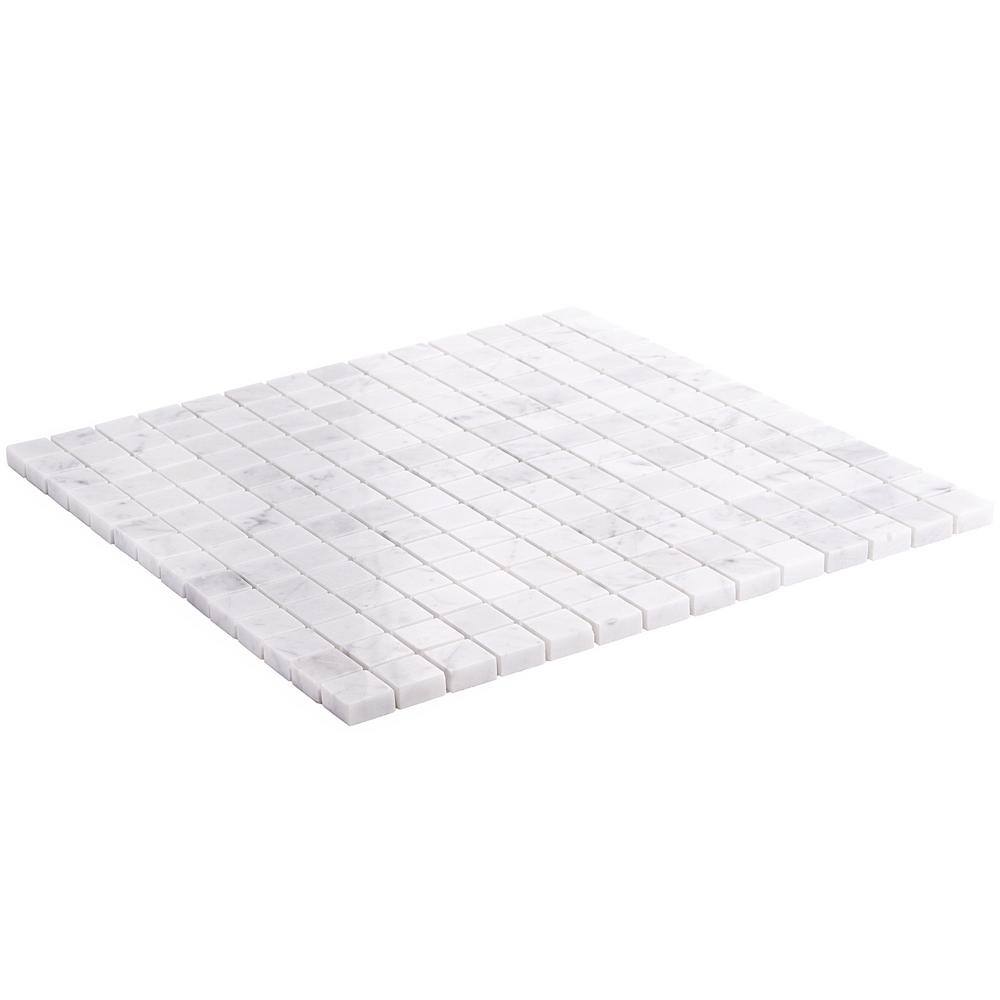 White Carrara Marble 1x1 Square Mosaic Wall Tile