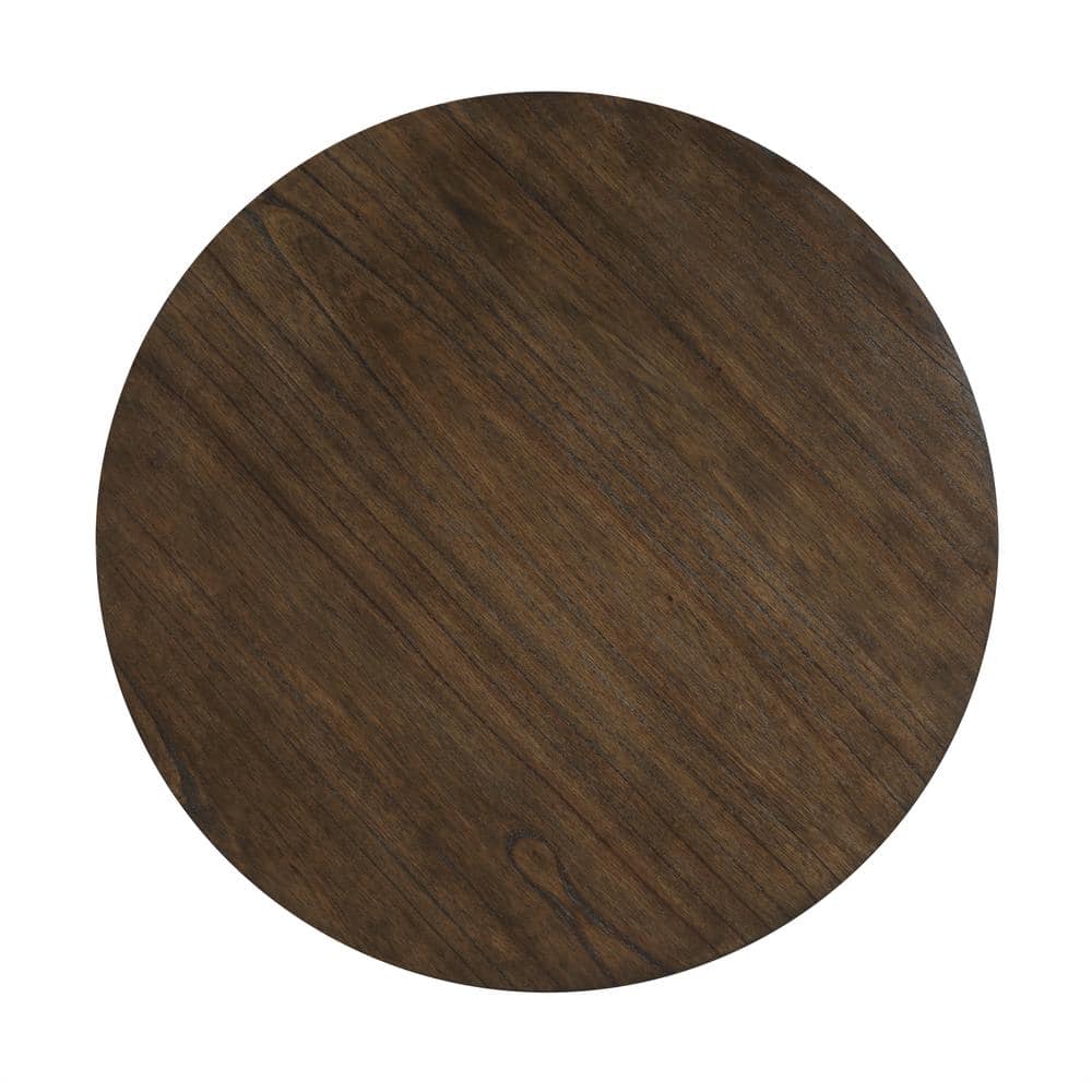 Yukon 24" Round Walnut Wood and Iron End Table
