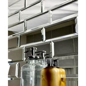 Reflections Silver 3 in. x 6 in. Peel and Stick Beveled Glass Mirror Subway Wall Tile (11 sq. ft./Case)