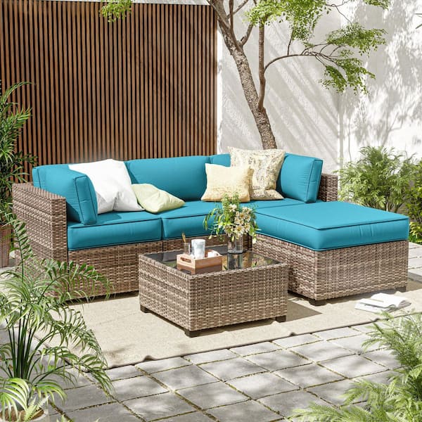 9-Piece 25.6 in. Outdoor Cushion Covers Lake Blue