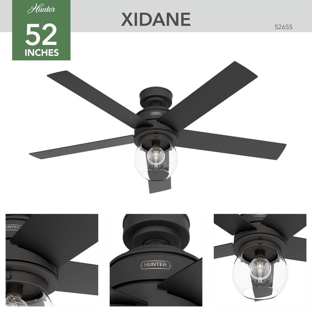Matte Black 52" 5-Blade Ceiling Fan with LED Light and Remote