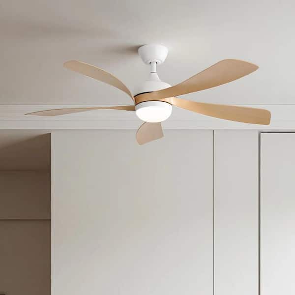 WhisperBloom 52 in. Indoor Oak Ceiling Fan with LED Light Bulbs with Remote Control