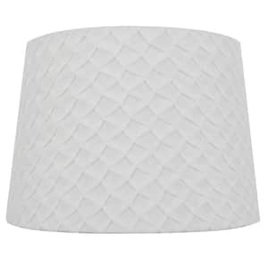 Mix and Match 14 in. Diax 10 in. H White Scale Pleat Round Table Lamp Shade