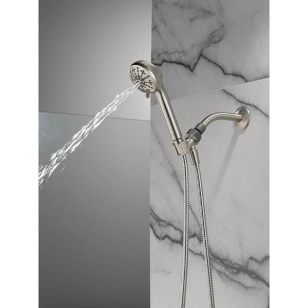 4-Spray Settings Wall Mount Handheld Shower Head 1.75 GPM in Spotshield Brushed Nickel