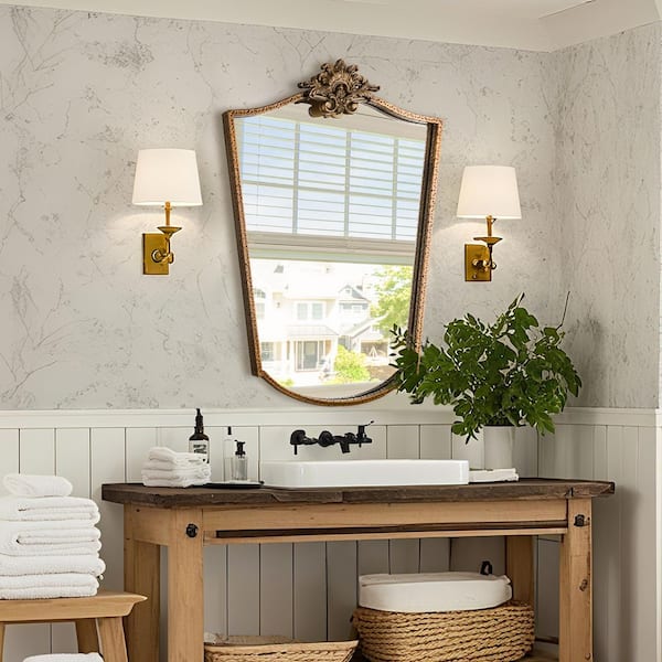 24 in. W x 36 in. H Ornate Baroque Irregular Vintage Gold Finish Framed Accent Decorative Wall Mirror