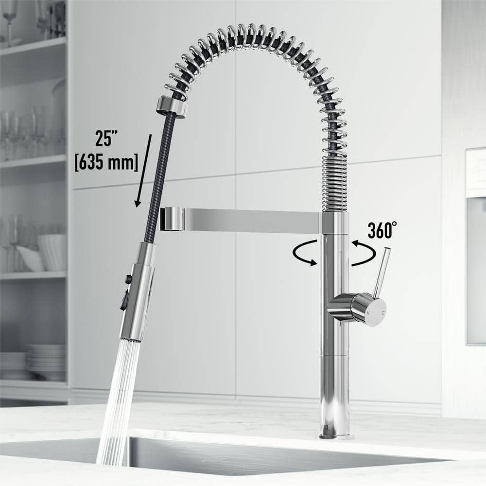 Edison Pro 20" Chrome Single Handle Pull-Down Kitchen Faucet