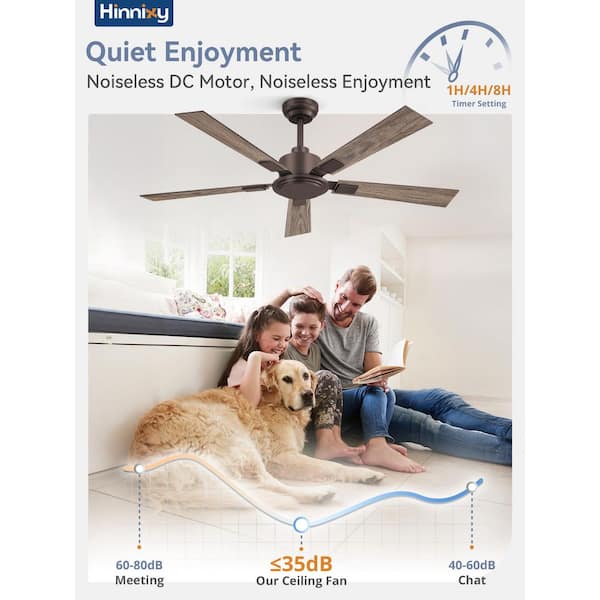 52 in. Indoor/Outdoor Oil Bronze Reversible Downrod Mount No Light Ceiling Fan with DC Motor and Remote Control Included