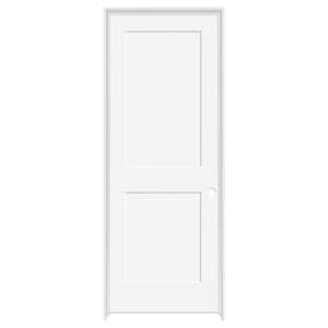 32 in. x 80 in. 2-Panel Squaretop MDF Shaker White Primed Left-Hand Solid Core Wood Single Prehung Interior Door