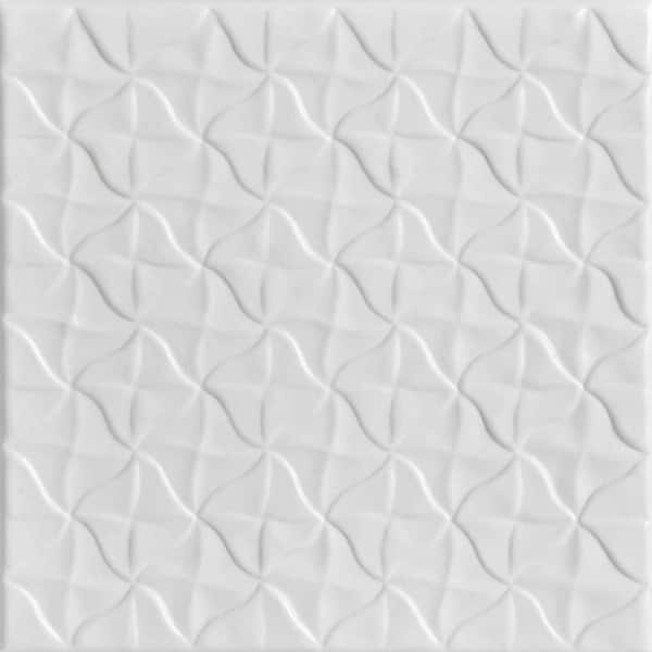 A La Maison Ceilings Granny's Pinwheel White Heron 1.6 ft. x 1.6 ft. Decorative Foam Glue Up Ceiling Tile (21.6 sq. ft./case)