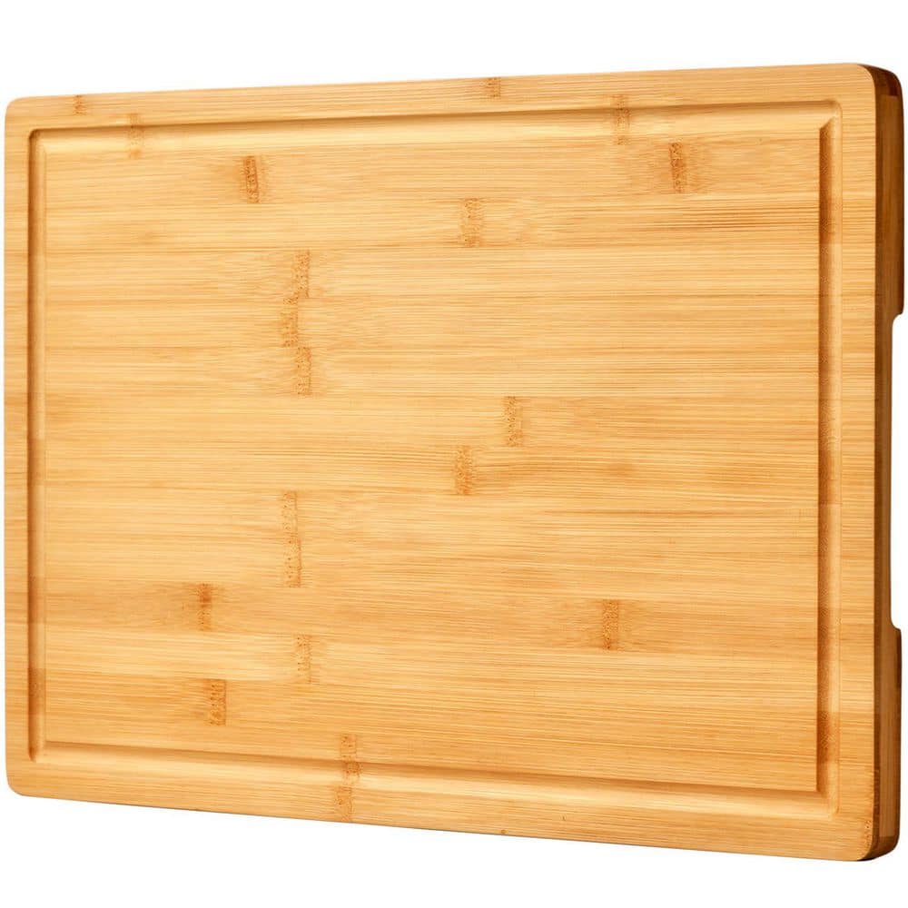 "1-Piece 18"" Bamboo Cutting Board Large Wood Chopping Block Set Natural Kitchen Accessory w/ Juice Groove & Handles" price history on PriceWatchPro