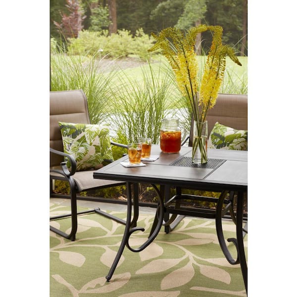 Hampton Bay Crestridge Steel Square Outdoor Patio Dining Table With Tile Top Fts61215b The Home Depot - Hampton Bay Replacement Tiles For Patio Table