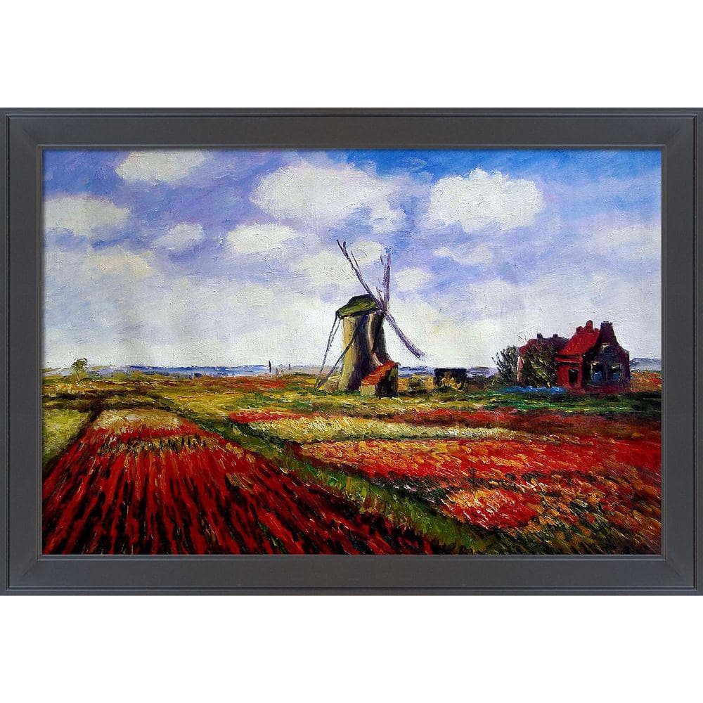 LA PASTICHE Tulip Field with Windmill by Claude Monet Gallery Black ...